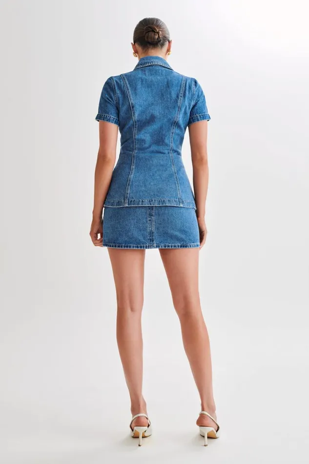Women Meshki Bottoms Ellie Denim Mini Skirt 8211 70039s Blue