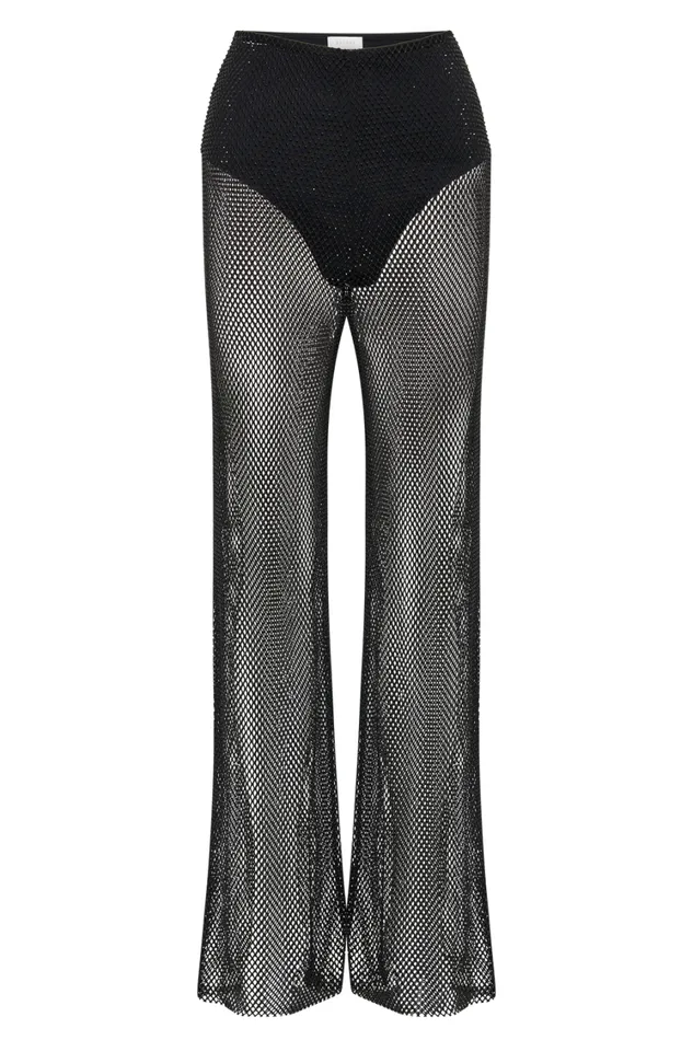 Women Meshki Bottoms Emerson Diamante Mesh Pant 8211 Black