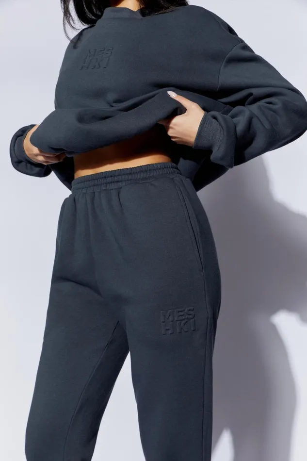 Women Meshki Bottoms Emery Embossed Fleeceback Joggers 8211 Charcoal Women Meshki Bottoms Emery Embossed Fleeceback Joggers 8211 Charcoal