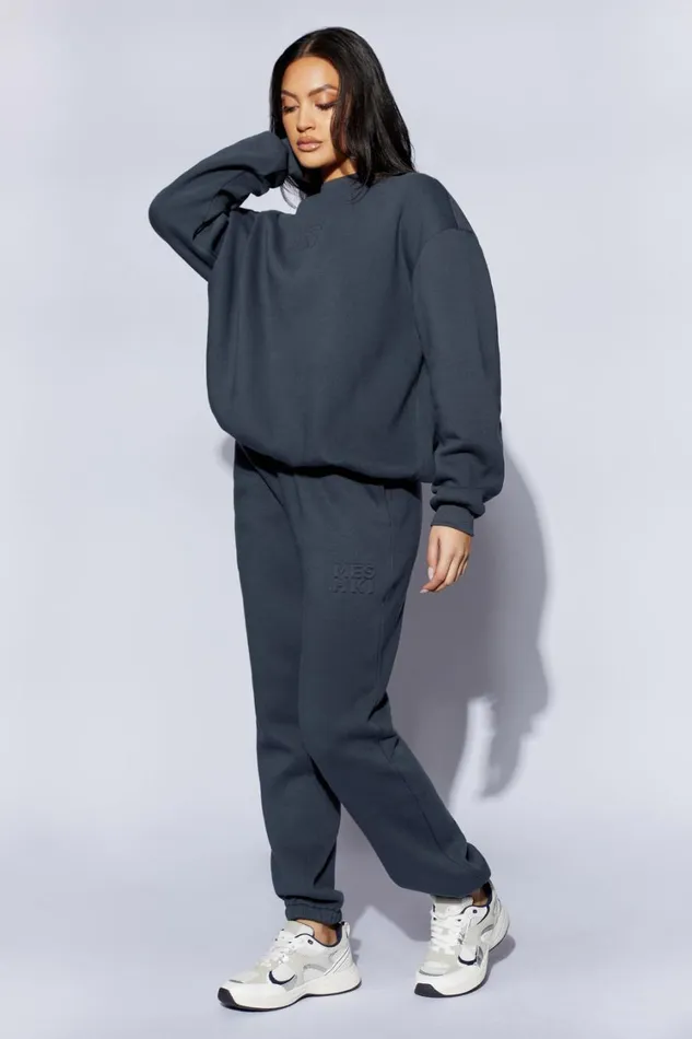 Women Meshki Bottoms Emery Embossed Fleeceback Joggers 8211 Charcoal Women Meshki Bottoms Emery Embossed Fleeceback Joggers 8211 Charcoal