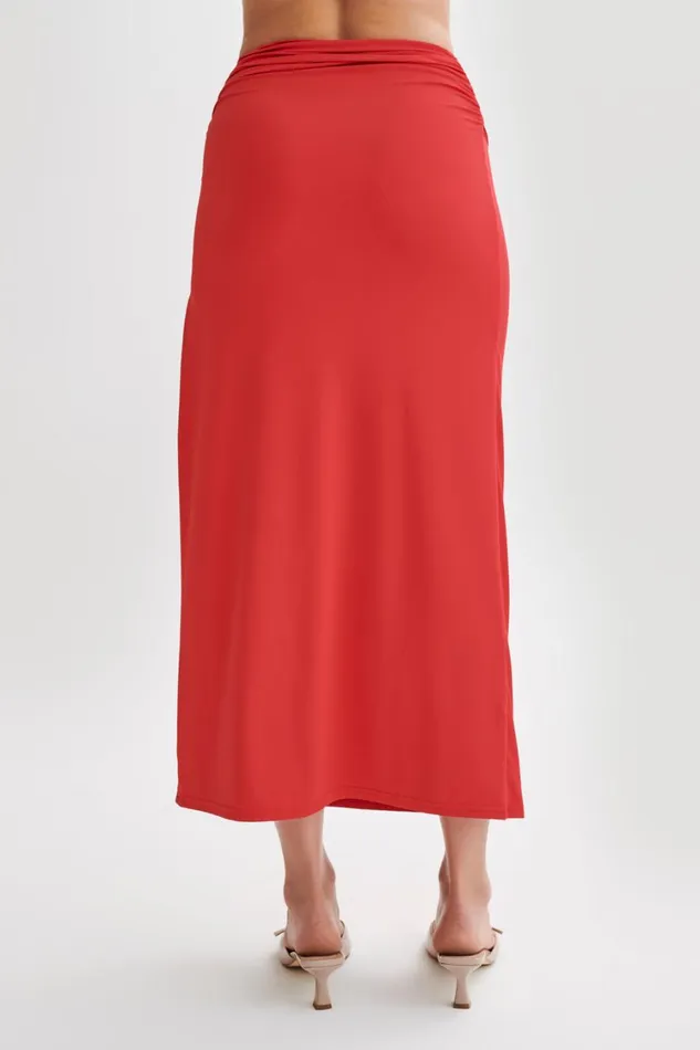 Women Meshki Bottoms Emma Recycled Nylon Maxi Skirt 8211 Red
