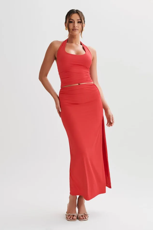 Women Meshki Bottoms Emma Recycled Nylon Maxi Skirt 8211 Red
