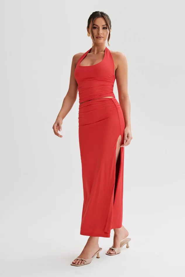 Women Meshki Bottoms Emma Recycled Nylon Maxi Skirt 8211 Red