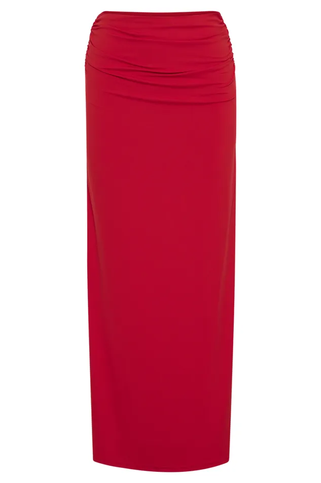 Women Meshki Bottoms Emma Recycled Nylon Maxi Skirt 8211 Red