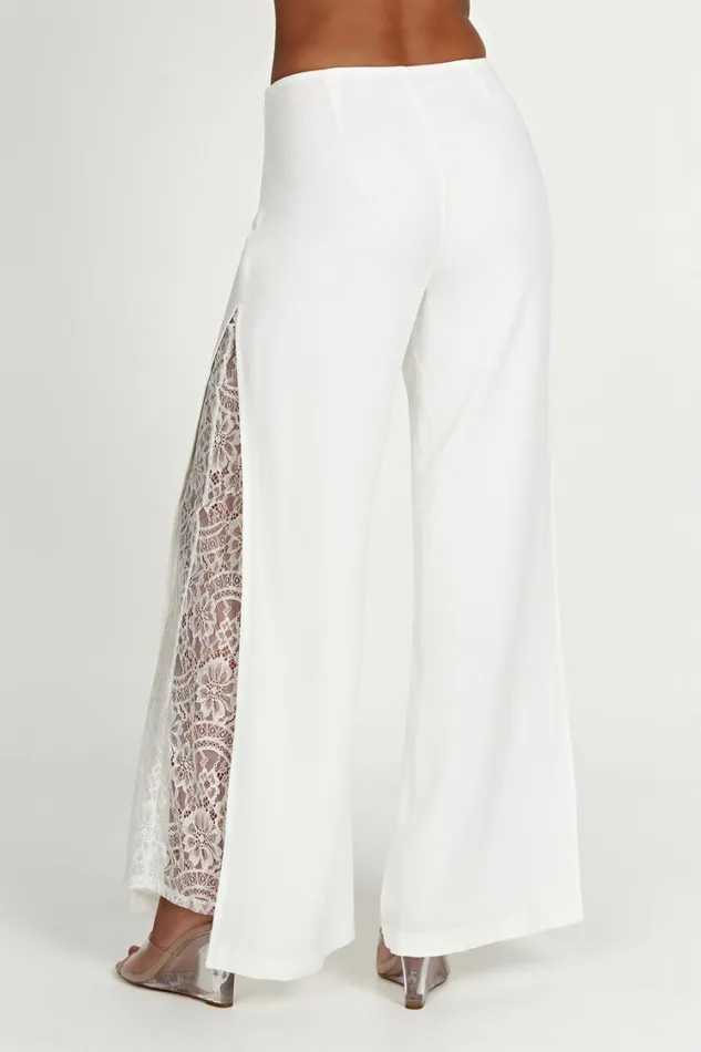 Women Meshki Bottoms Estee Split Lace Pants 8211 White
