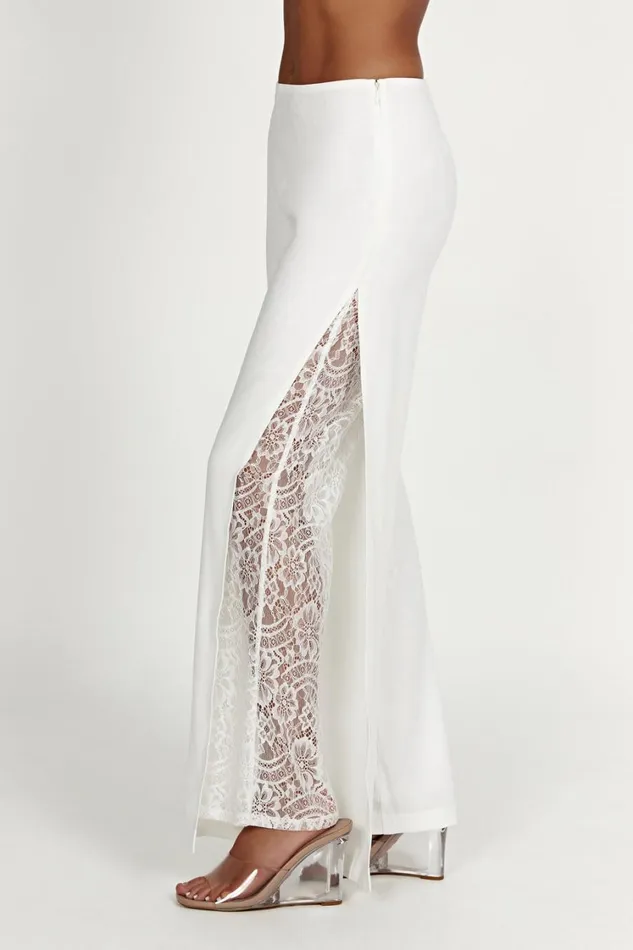 Women Meshki Bottoms Estee Split Lace Pants 8211 White