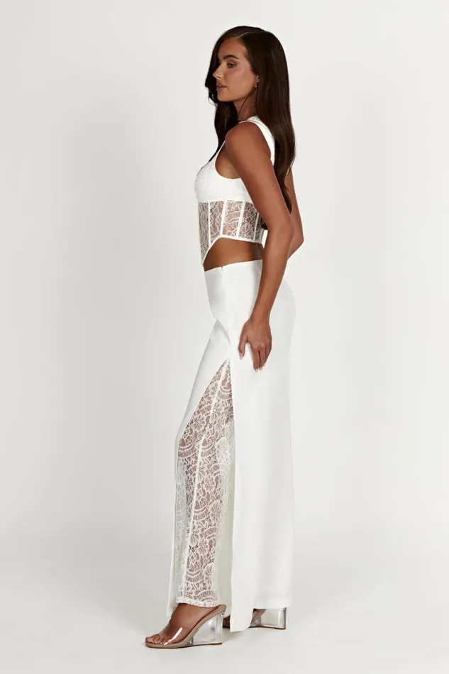 Women Meshki Bottoms Estee Split Lace Pants 8211 White