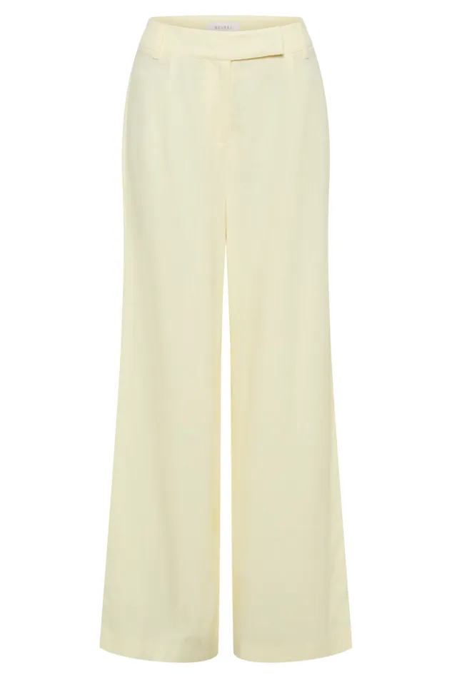 Women Meshki Bottoms Franca Linen Wide Leg Pant 8211 Lemon Sherbet