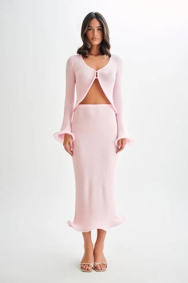 Women Meshki Bottoms Gigi Knit Midi Skirt 8211 Misty Rose