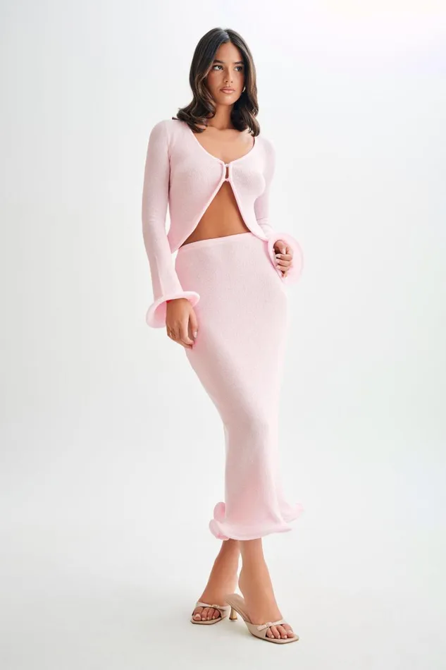 Women Meshki Bottoms Gigi Knit Midi Skirt 8211 Misty Rose