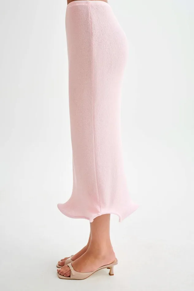 Women Meshki Bottoms Gigi Knit Midi Skirt 8211 Misty Rose