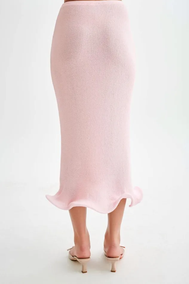 Women Meshki Bottoms Gigi Knit Midi Skirt 8211 Misty Rose