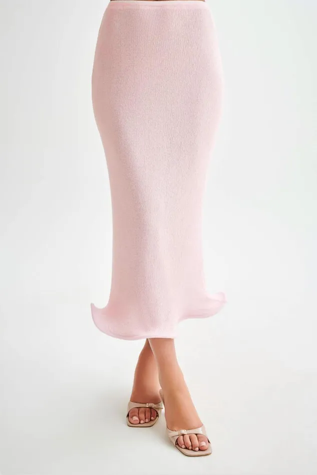 Women Meshki Bottoms Gigi Knit Midi Skirt 8211 Misty Rose