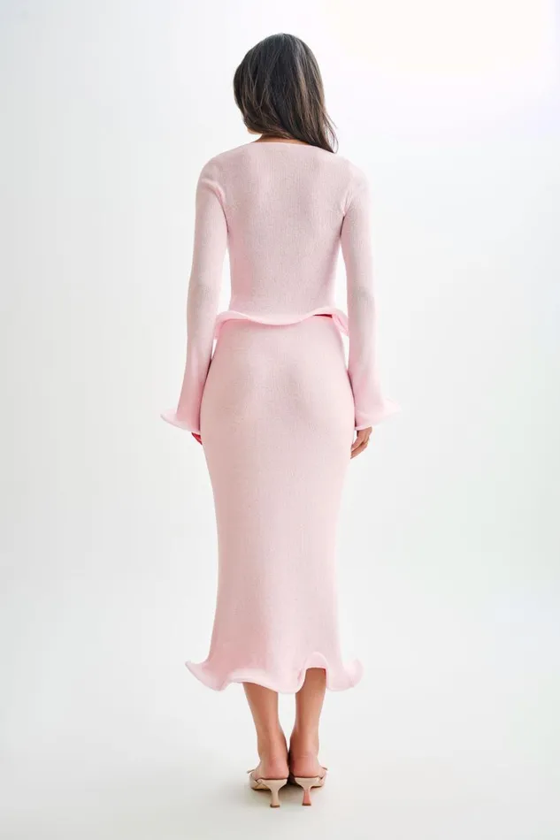 Women Meshki Bottoms Gigi Knit Midi Skirt 8211 Misty Rose
