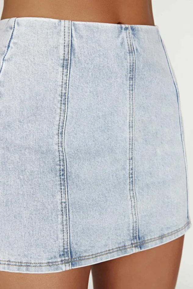 Women Meshki Bottoms Hollis Denim Mini Skirt 8211 Light Blue