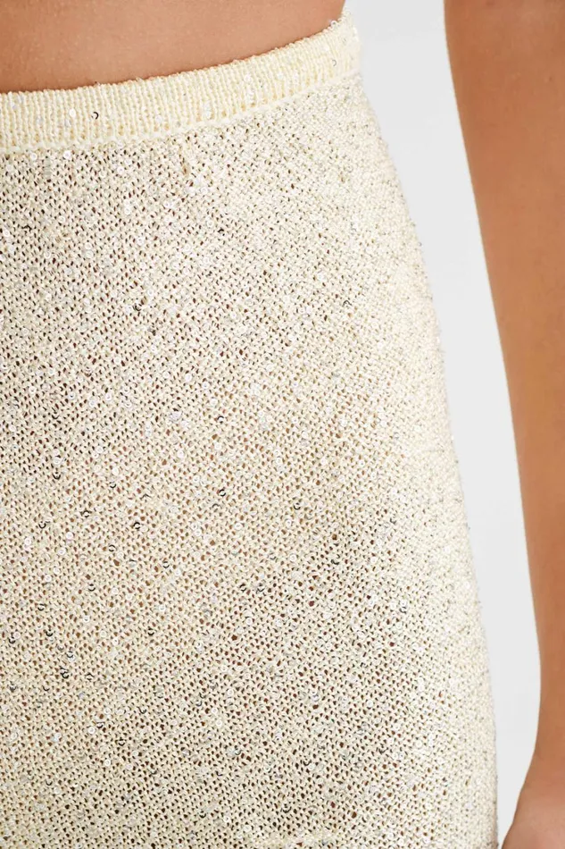 Women Meshki Bottoms Huntley Sequin Knit Pants 8211 Lemon