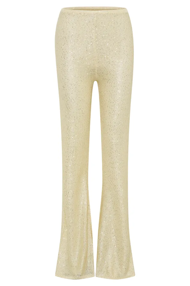 Women Meshki Bottoms Huntley Sequin Knit Pants 8211 Lemon