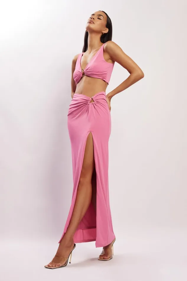 Women Meshki Bottoms Jacqui Side Split Maxi Skirt 8211 Pink Women Meshki Bottoms Jacqui Side Split Maxi Skirt 8211 Pink
