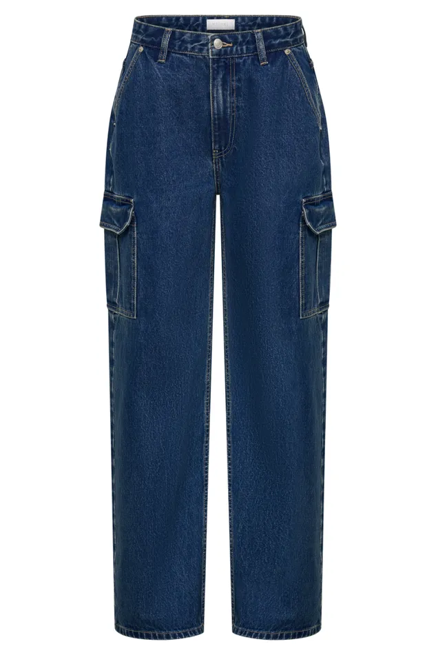 Women Meshki Bottoms Jagger Mid Rise Oversized Denim Jean 8211 Dark Blue