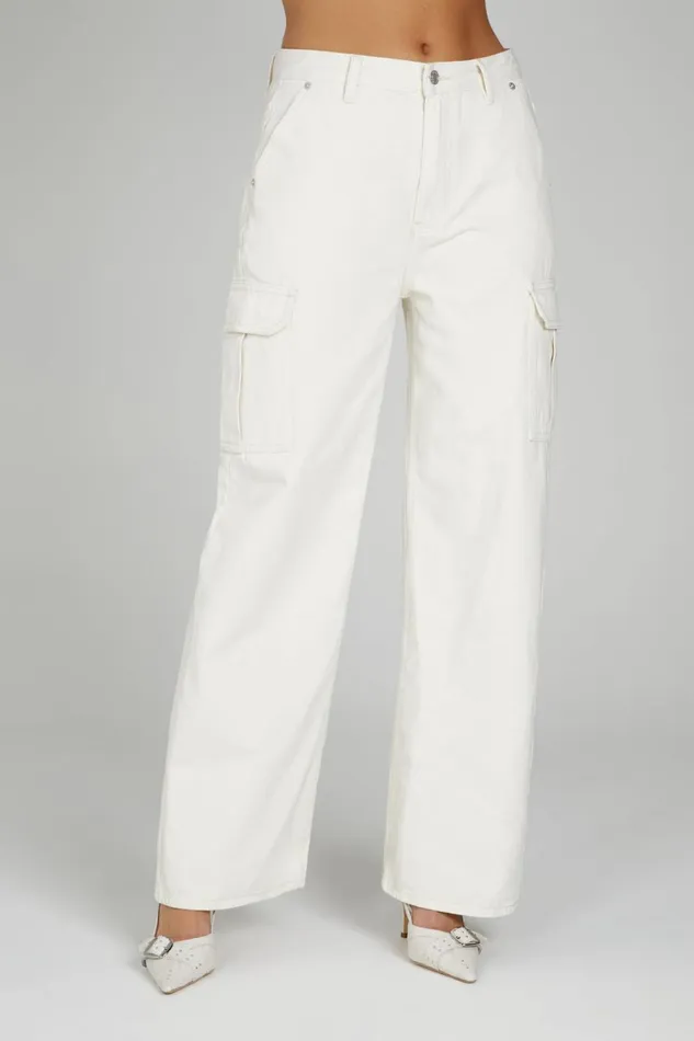 Women Meshki Bottoms Jagger Mid Rise Oversized Denim Jean 8211 Ecru