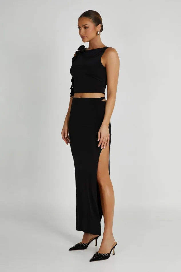 Women Meshki Bottoms Jeanine Cowl Back Maxi Skirt 8211 Black