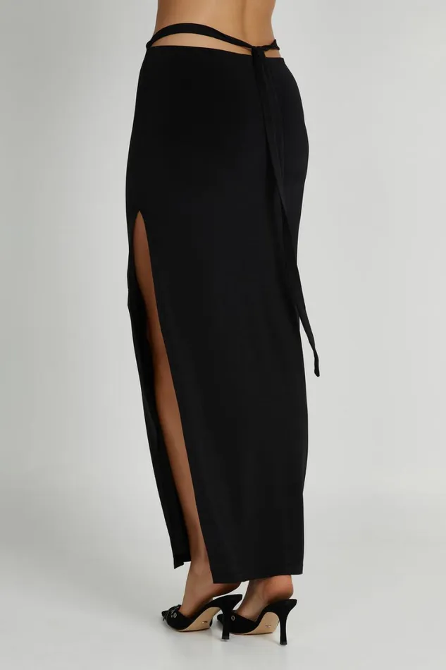 Women Meshki Bottoms Jeanine Cowl Back Maxi Skirt 8211 Black