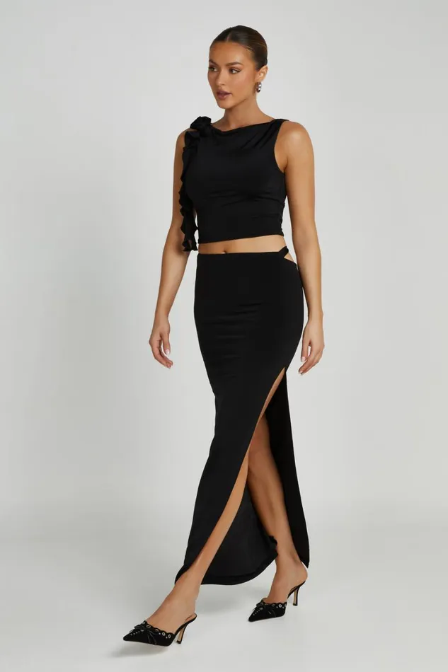 Women Meshki Bottoms Jeanine Cowl Back Maxi Skirt 8211 Black