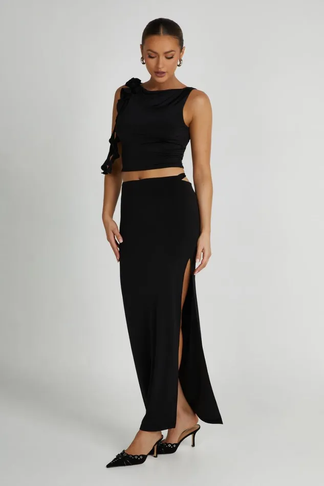 Women Meshki Bottoms Jeanine Cowl Back Maxi Skirt 8211 Black