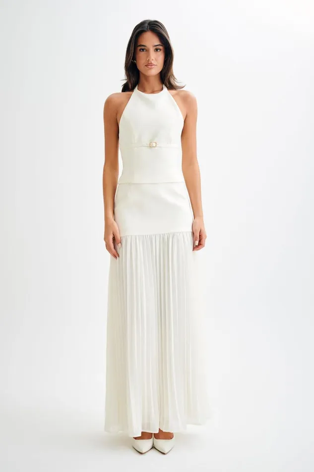 Women Meshki Bottoms Jillian Pleated Maxi Skirt 8211 Ivory