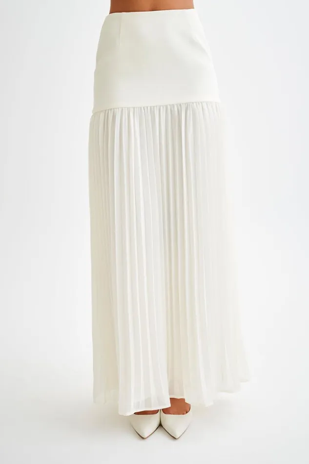 Women Meshki Bottoms Jillian Pleated Maxi Skirt 8211 Ivory