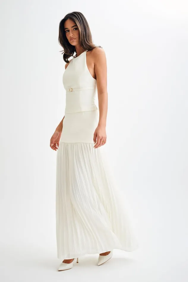 Women Meshki Bottoms Jillian Pleated Maxi Skirt 8211 Ivory
