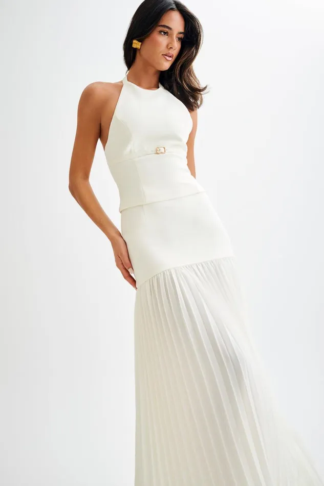 Women Meshki Bottoms Jillian Pleated Maxi Skirt 8211 Ivory