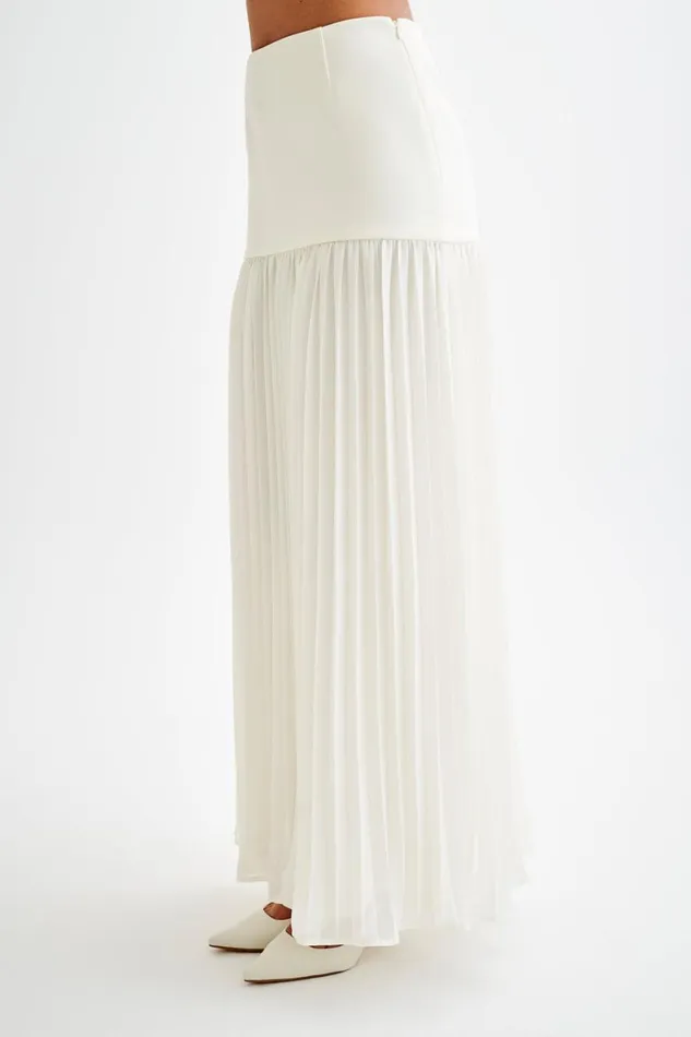 Women Meshki Bottoms Jillian Pleated Maxi Skirt 8211 Ivory