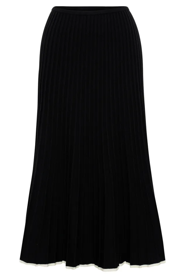 Women Meshki Bottoms Jolene Contrast Rib Knit Midi Skirt 8211 Black