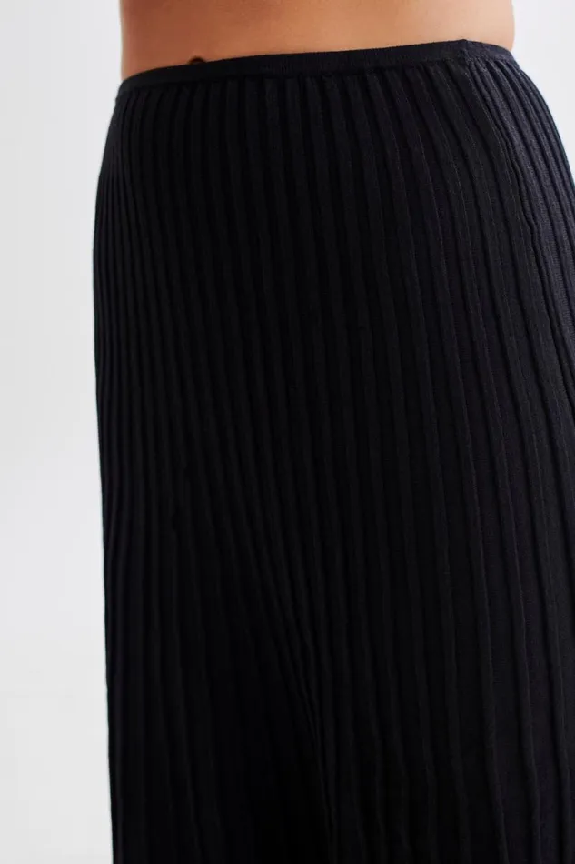 Women Meshki Bottoms Jolene Contrast Rib Knit Midi Skirt 8211 Black