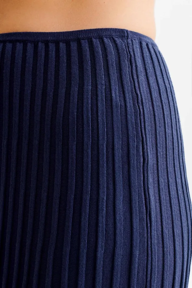 Women Meshki Bottoms Jolene Rib Knit Midi Skirt 8211 Navy