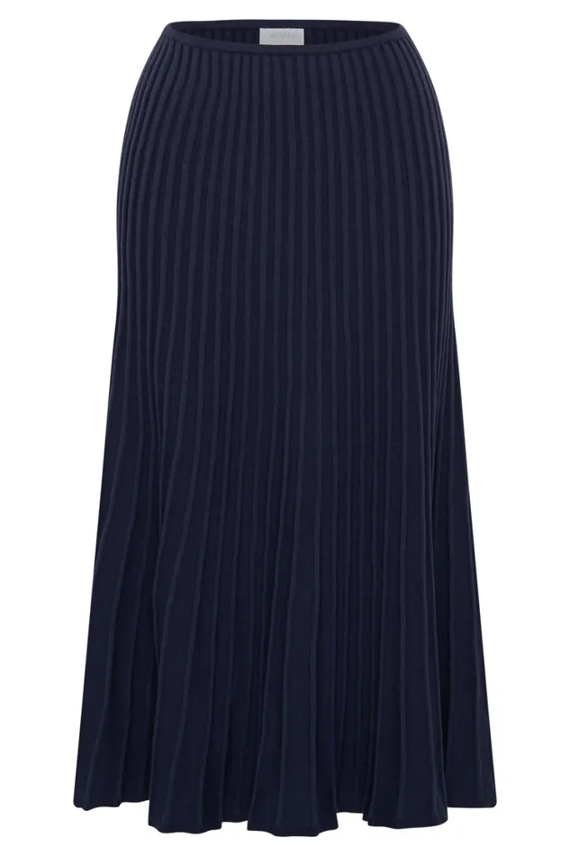 Women Meshki Bottoms Jolene Rib Knit Midi Skirt 8211 Navy