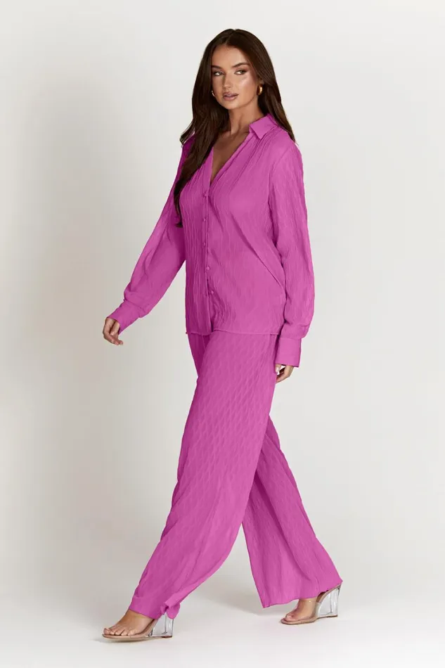 Women Meshki Bottoms Karla Wave Pleat Pant 8211 Rose Pink Women Meshki Bottoms Karla Wave Pleat Pant 8211 Rose Pink