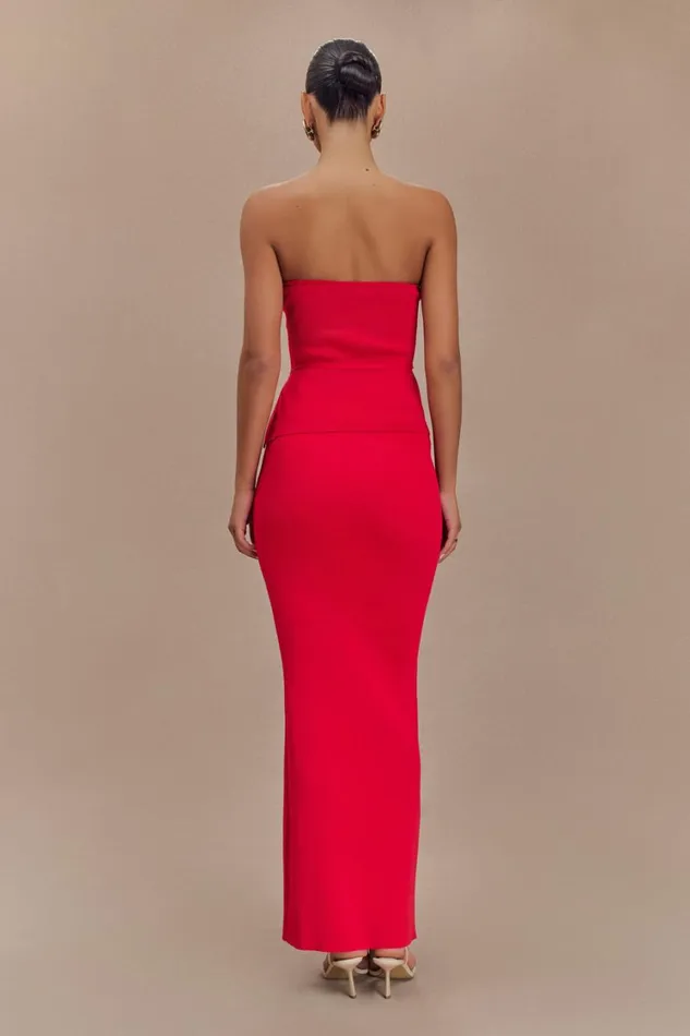 Women Meshki Bottoms Keaton Fishtail Knit Maxi Skirt 8211 Red
