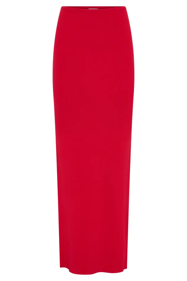 Women Meshki Bottoms Keaton Fishtail Knit Maxi Skirt 8211 Red
