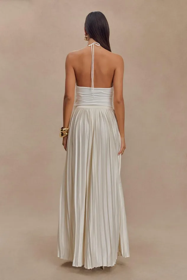 Women Meshki Bottoms Kennedy Plisse Wide Leg Pants 8211 Ivory