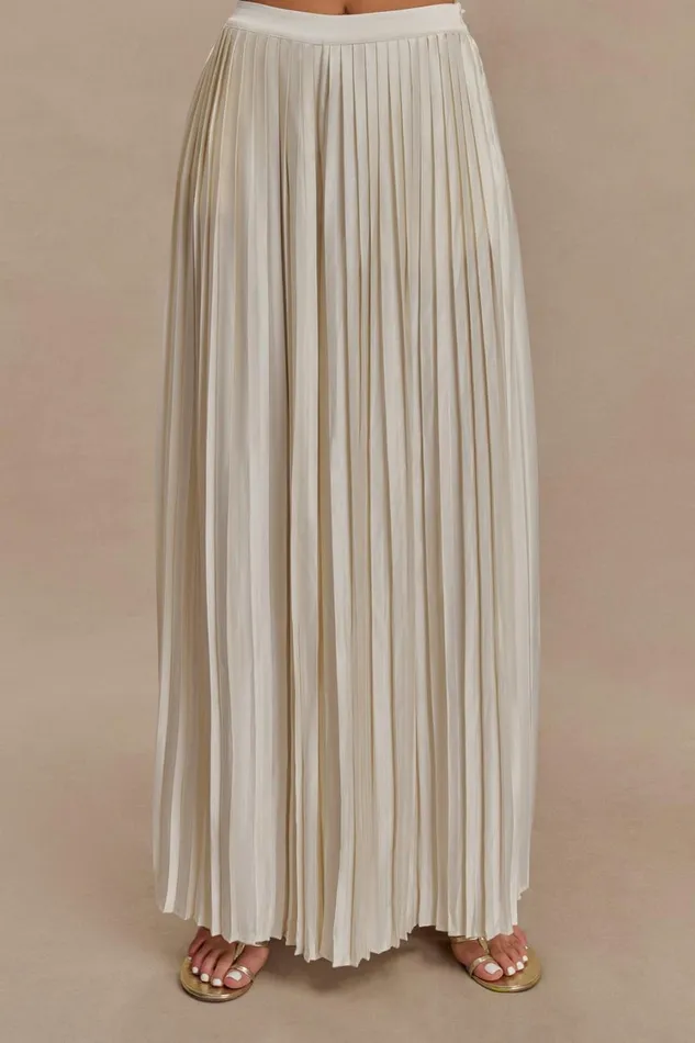 Women Meshki Bottoms Kennedy Plisse Wide Leg Pants 8211 Ivory