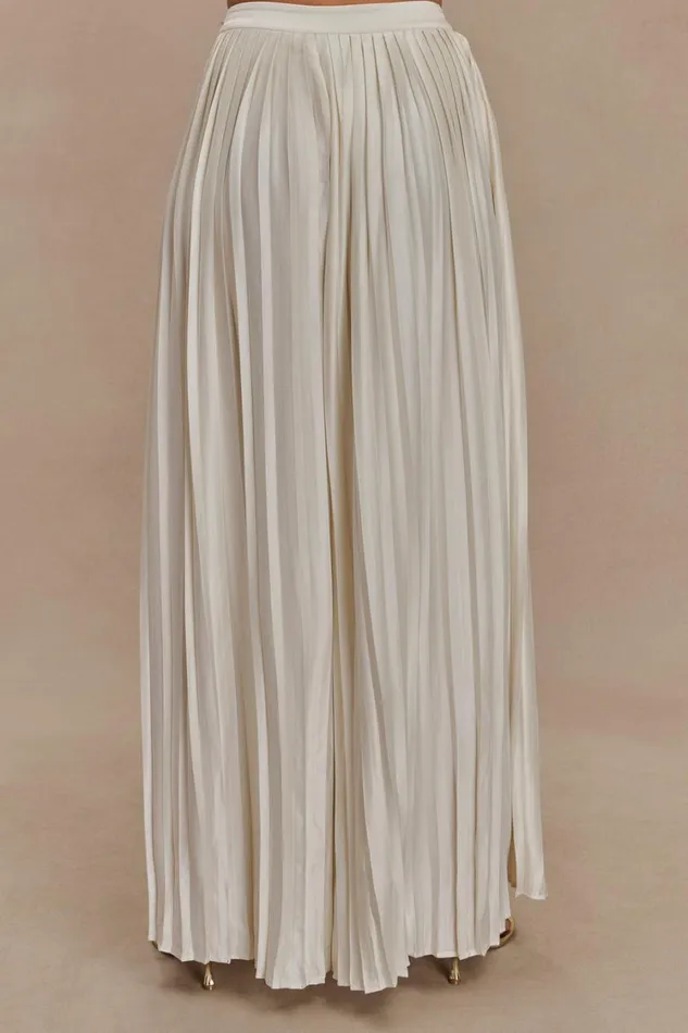 Women Meshki Bottoms Kennedy Plisse Wide Leg Pants 8211 Ivory