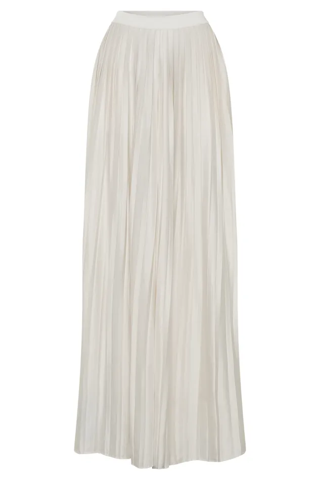 Women Meshki Bottoms Kennedy Plisse Wide Leg Pants 8211 Ivory