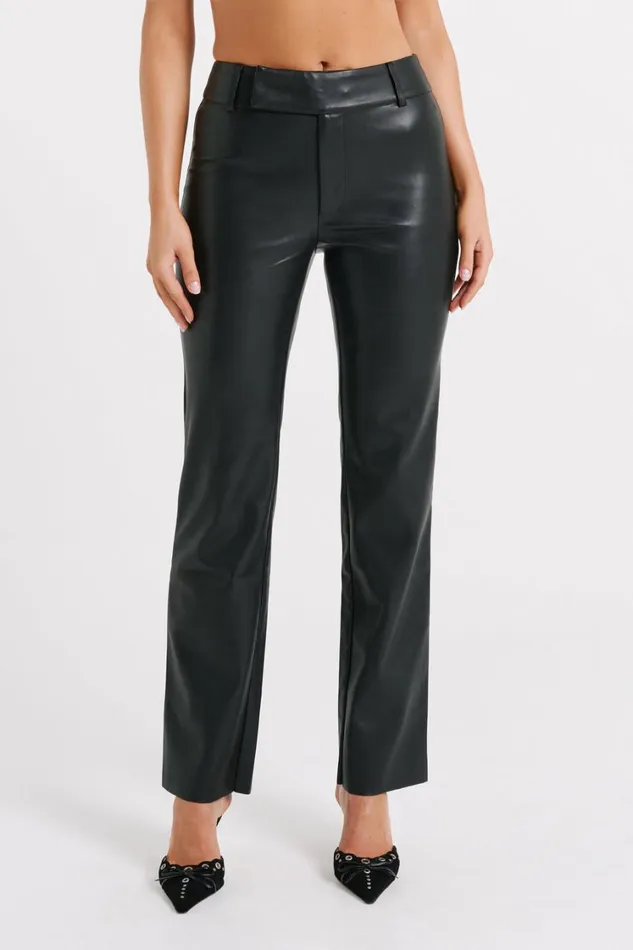 Women Meshki Bottoms Laurette Faux Leather Straight Leg Pant 8211 Black
