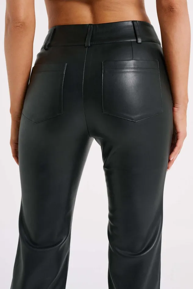 Women Meshki Bottoms Laurette Faux Leather Straight Leg Pant 8211 Black