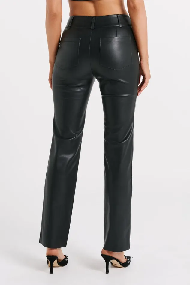 Women Meshki Bottoms Laurette Faux Leather Straight Leg Pant 8211 Black