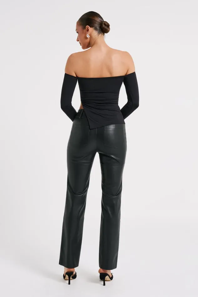Women Meshki Bottoms Laurette Faux Leather Straight Leg Pant 8211 Black