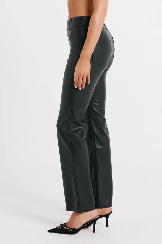 Women Meshki Bottoms Laurette Faux Leather Straight Leg Pant 8211 Black