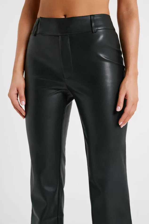 Women Meshki Bottoms Laurette Faux Leather Straight Leg Pant 8211 Black
